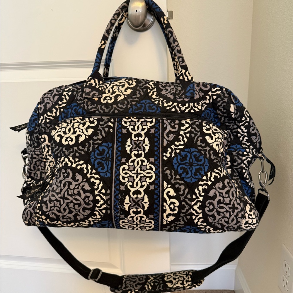 Vera Bradley Quilted Black and Blue Travel Duffle Bag